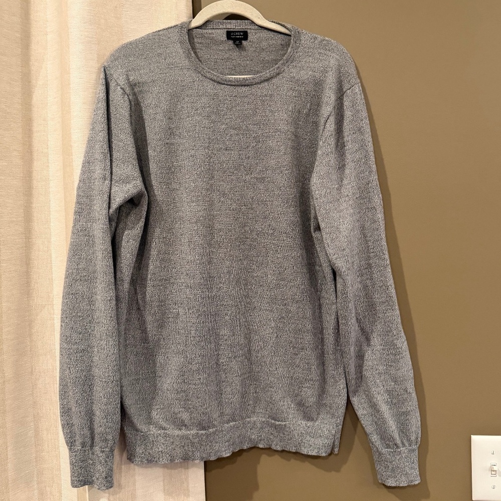 J. Crew Men's Marled Coal Washable Merino Wool Sweater, Size Large Tall